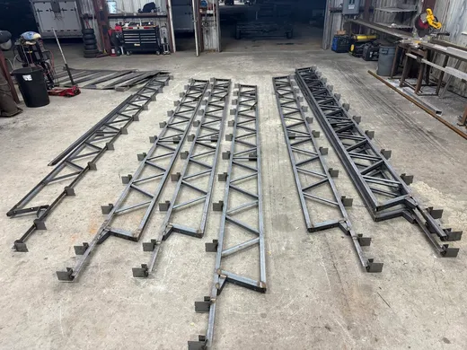 Steel pole barn trusses fabricated by RedLine in Ocala, FL